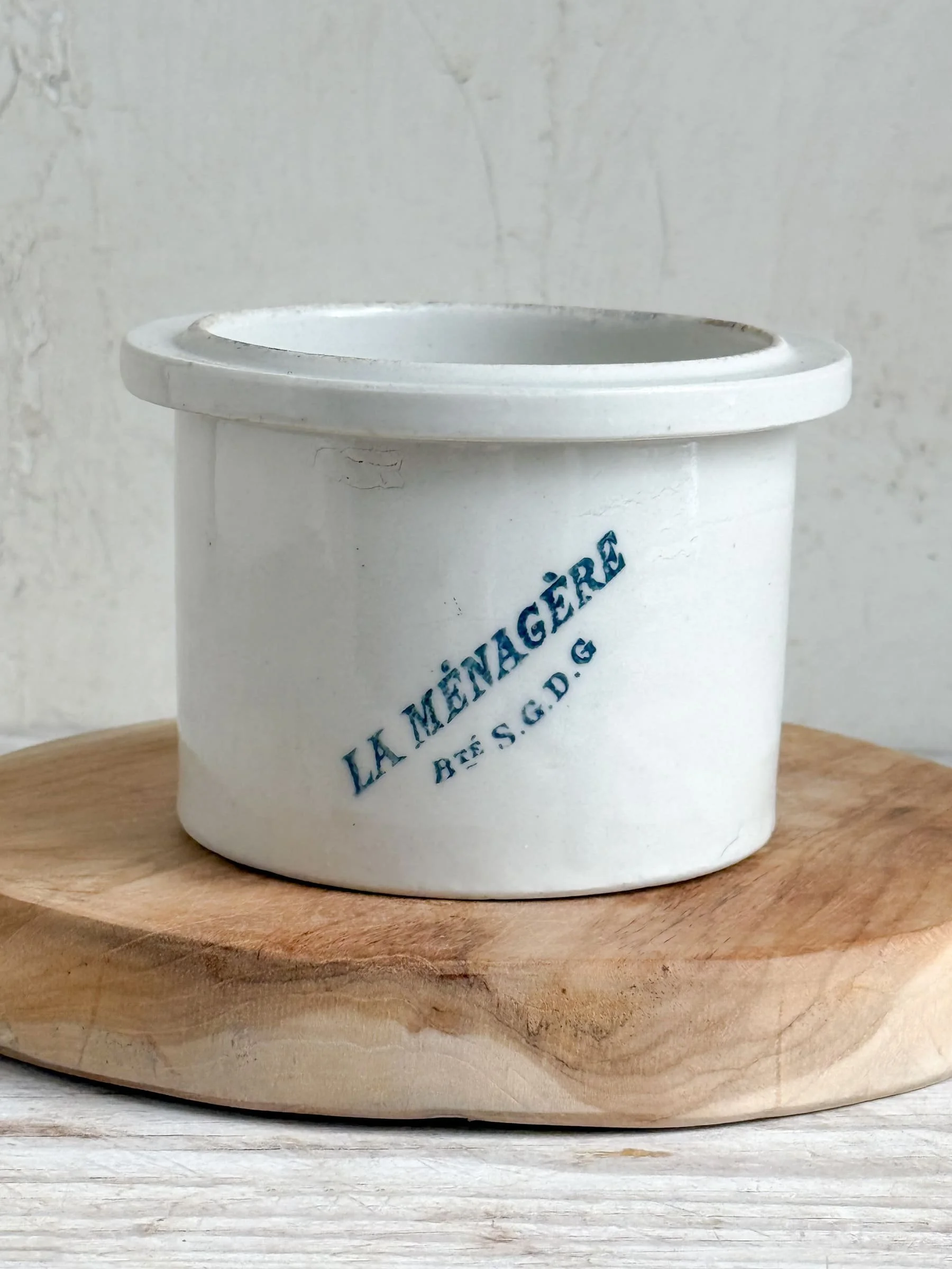 Antique French Stoneware Confit Pot, La Menagere Crock Jar